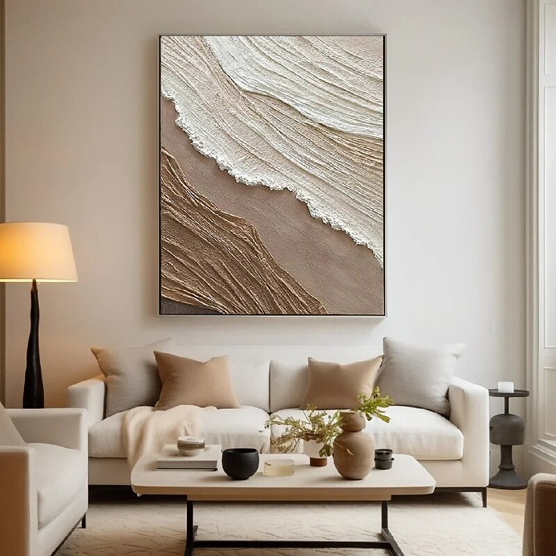 Hand painted 3D Textured Painting on Canvas handmade oil Painting Brown Sea Wave Painting artwork Wall Art painting Morden Art Bedroom Wall Decor Fashion Art