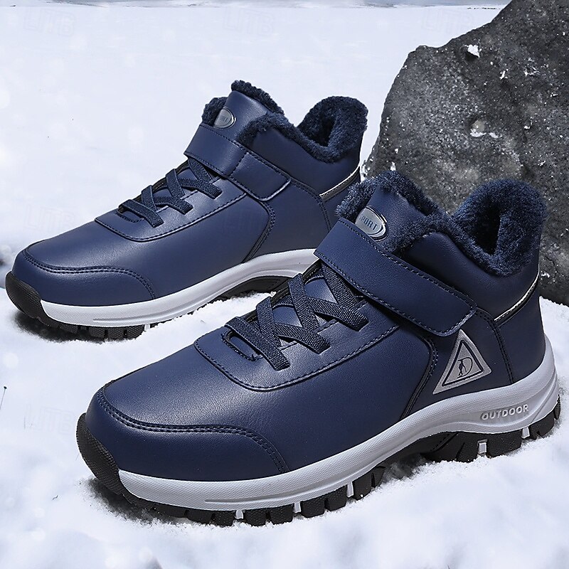 Men's Winter Outdoor Hiking Boots - Warm Fur-Lined Waterproof Sneakers with Anti-Slip Sole and Velcro Strap3