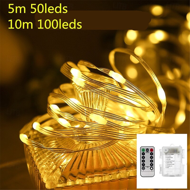 5M/10M Christmas LED Leather Cord Light String, Xmas Tree Decor Lights for Merry Christmas, New Year, and Navidad Celebrations (1Pc/2Pcs)3