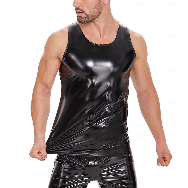 T-shirt Skin Suit Tank Top Carnival Costume Men's Shiny Metallic Costume for Performance Club Pole Dance Halloween Carnival Adults'