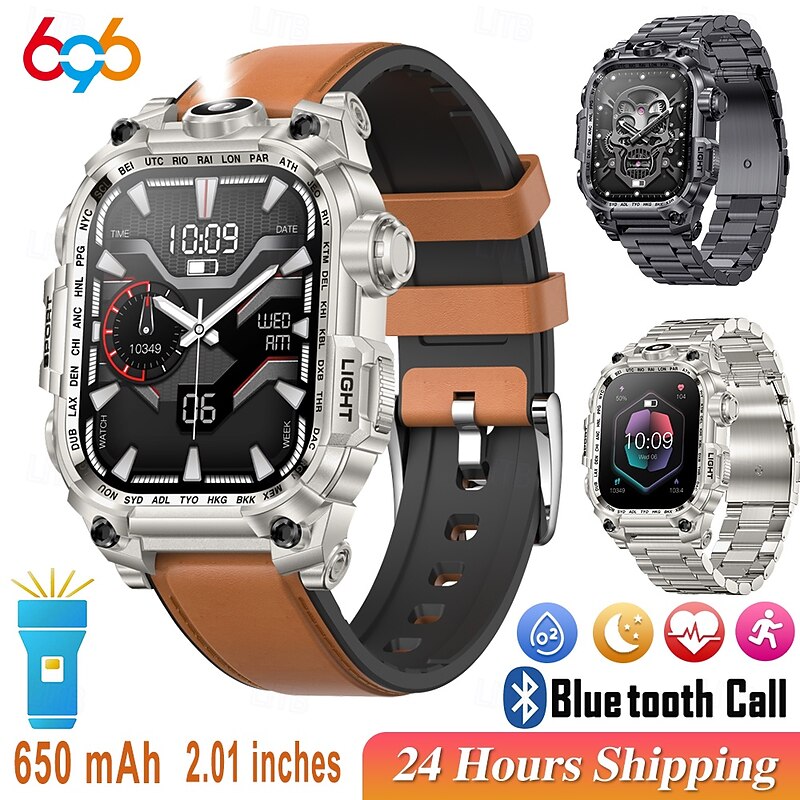 696 i121 Smart Watch 2.01 inch Smart Band Fitness Bracelet Bluetooth Pedometer Call Reminder Sleep Tracker Compatible with Android iOS Men Hands-Free Calls Message Reminder IPX-0 46mm Watch Case2