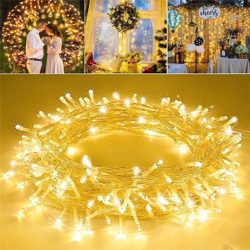 Elegant Wedding Reception Party Battery-Powered LED Festoon String Lights, Christmas String Fairy Lights 3/6/10M 30/40/80 LEDs for Bedroom, Wedding, Party & Valentine's Day Decor - 4pcs/1pc