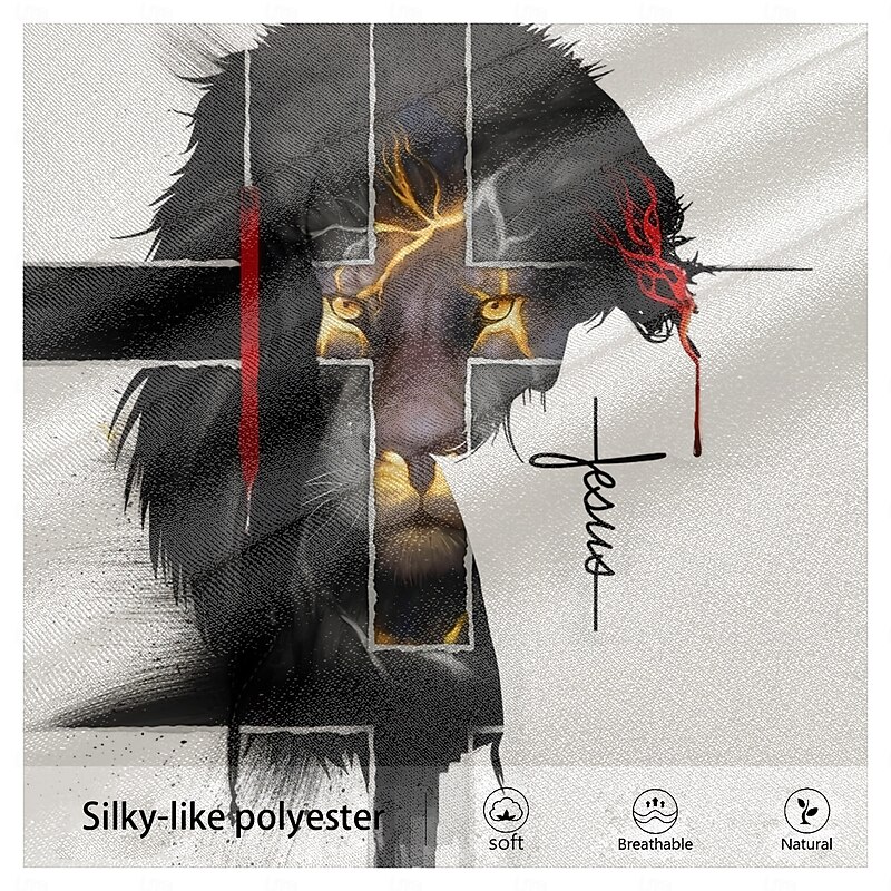 Men's Wolf Cross Long Sleeve Print Daily Daily Spring &  Fall Black Henley T-Shirt3