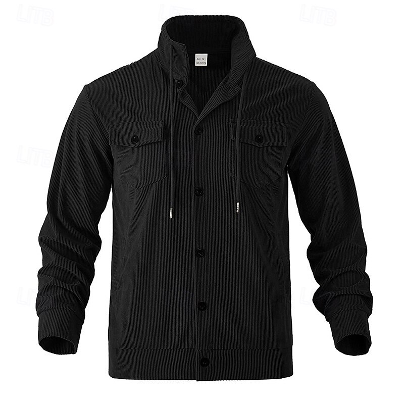 Men's Shirt Jacket Transition Jacket Daily Lightweight Pocket Spring Plain Streetwear Regular Regular Fit Apricot Black Brown Green Gray Jacket3