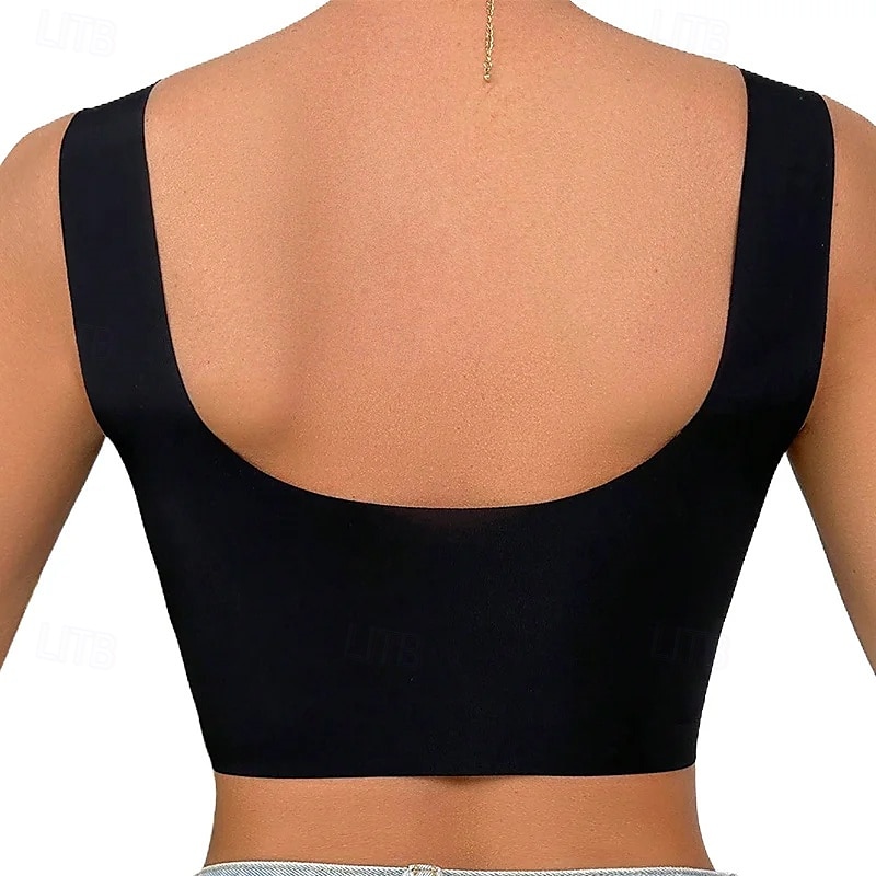 Women's Light Support Sports Bra Running Bra Open Back Cross Back Bra Top Padded Fitness Leisure Sports Running Breathable Lightweight Soft Black Khaki Light Blue Solid Colored4