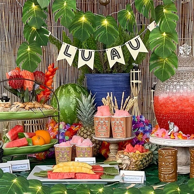 10/20LED Palm Leaf Fairy String Lights Artificial Garland Lights Christmas Birthday Hanging Vine Wedding Beach Theme Home Garden Decorative Lights4