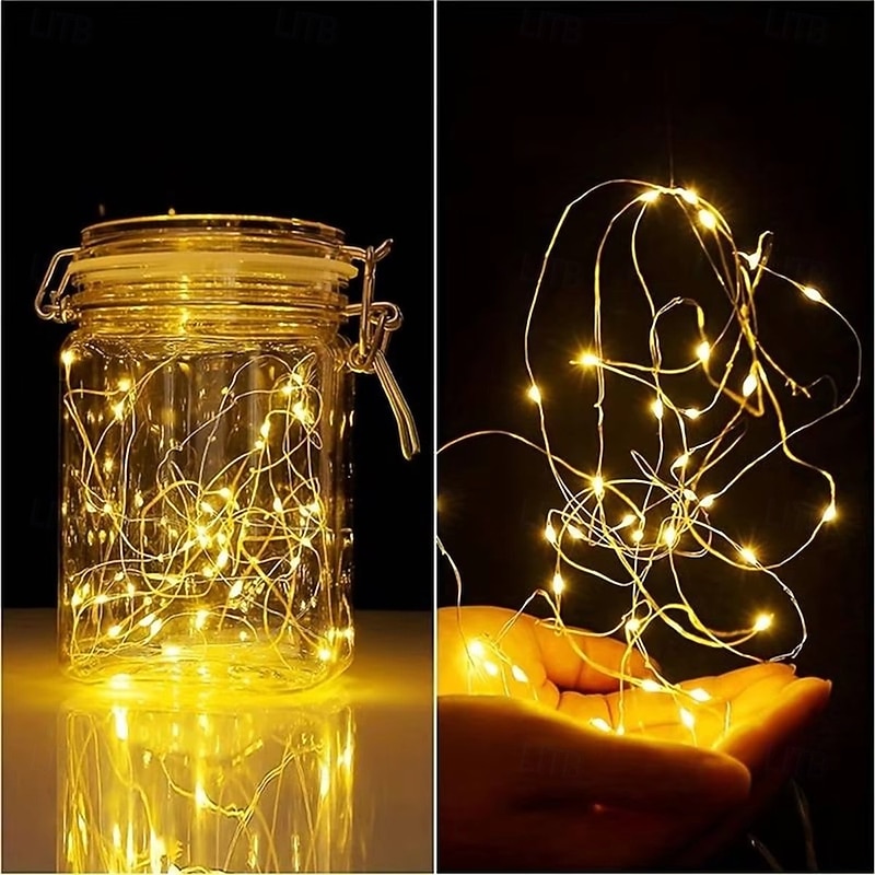 Elegant Wedding Reception Party 2M 20LED String Lights Copper Silvery Wire Light Fairy Lights For Wedding Party Birthday Party Wall Hanging Ornament Decor 10/30pcs2
