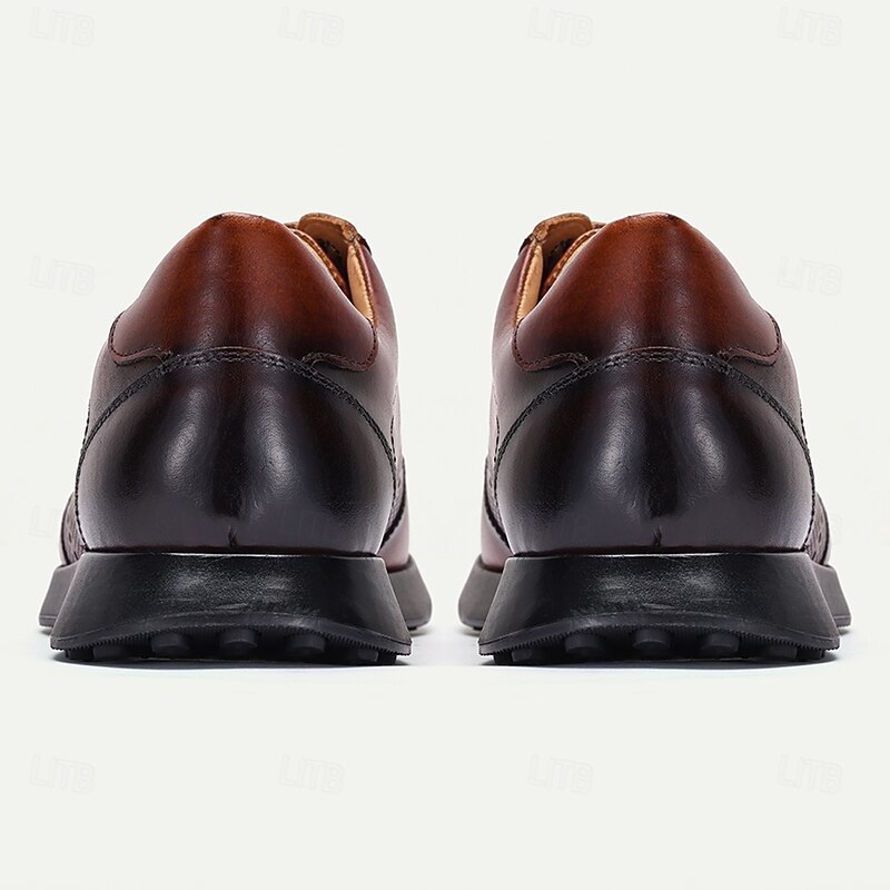 Men's Premium Cowhide Leather Oxford Shoes – Perforated Lace-Up Casual Dress Shoes for Business and Formal Events4