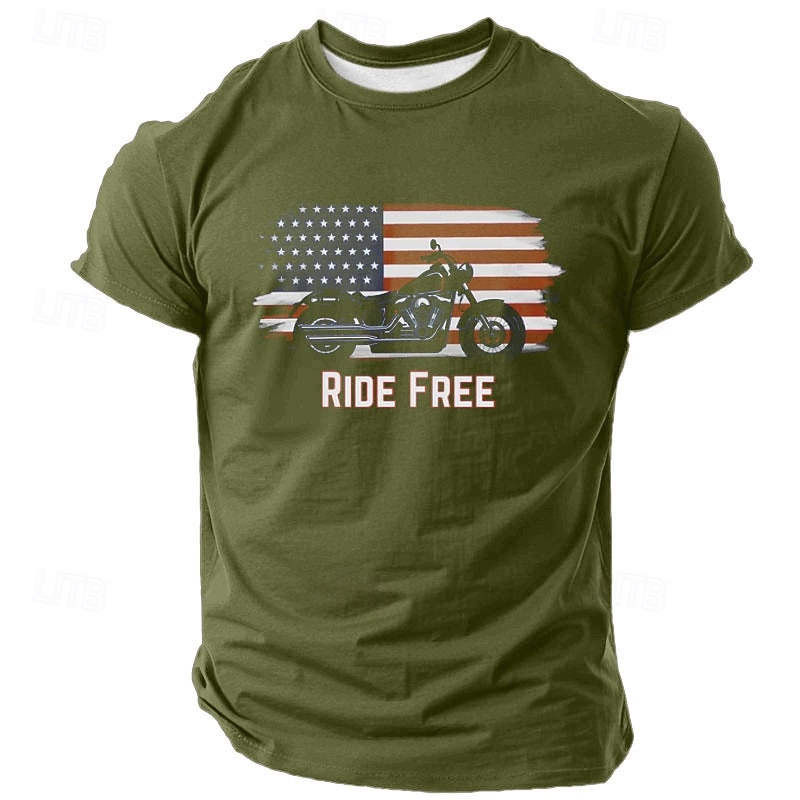 Veterans Day Men's Patriot Patriotic Veteran Keep Calm & Ride On T shirt Short Sleeve T shirt 3D Print Crew Neck Shirt Fashion Athleisure Street Sports Outdoor Daily Black Blue Green Summer Spring2