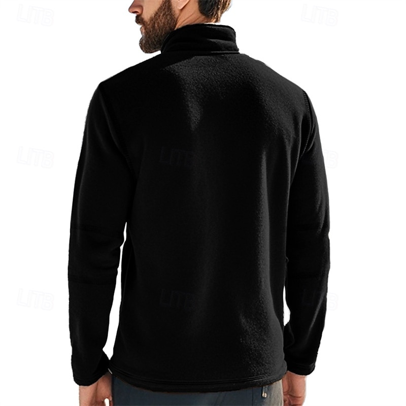 Men's Sweatshirt Polar Fleece Quarter Zip Sweatshirt Black Army Green Khaki Dark Gray Light Blue Half Zip Plain Sports & Outdoor Daily Holiday Polyester Streetwear Basic Casual Fall & Winter Clothing2