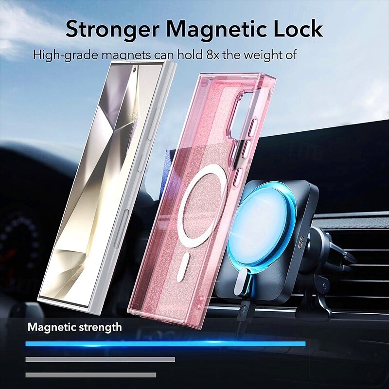 Phone Case For Samsung Galaxy S25 S24 S24 FE S23 Ultra Plus A55 5G A35 5G A25 Back Cover Magnetic Bling Glitter Shiny Shockproof Retro PC Silicone