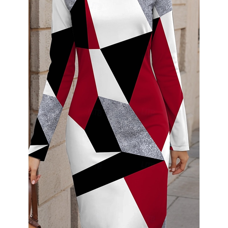 Women's Sweatshirt Dress Mini Dress Knit Dress Winter Dress Corset Dress Casual Formal Party Street Casual Regular Fit Color Block Long Sleeve Crew Neck Red Blue Brown Spring Fall Winter3