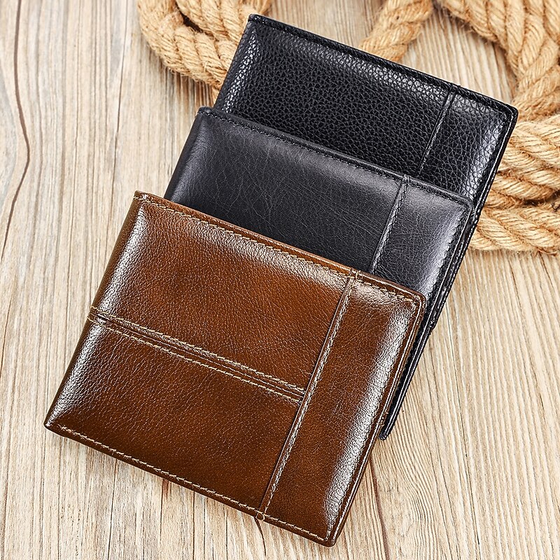 Men's Women's Wallet Credit Card Holder Wallet Cowhide Daily Casual Daily Durable RFID Blocking Dark Grey Wine Black