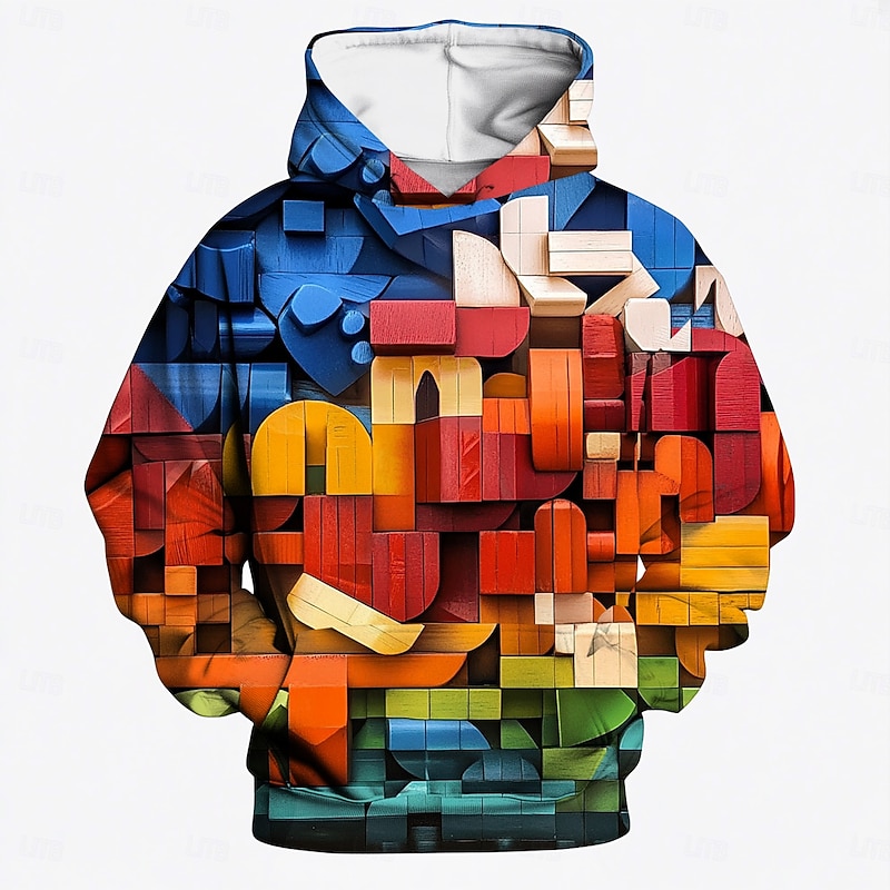 Boys 3D Geometric Hoodie Long Sleeve 3D Print Spring Fall Winter Active Basic Kids 3-12 Years School Outdoor Road Bike4