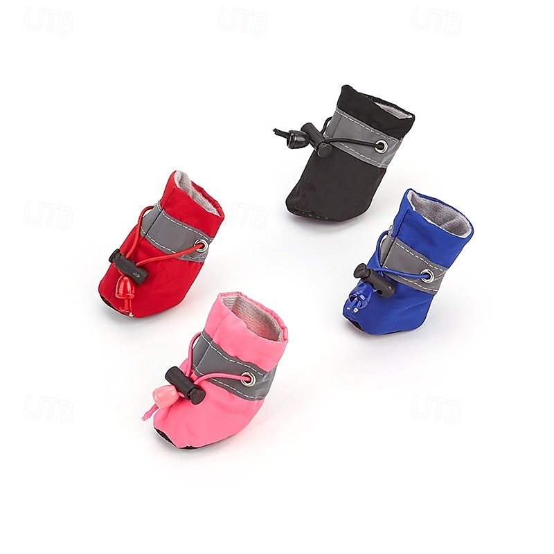 Dog Cat Pets Boots / Shoes Rain Boots Anti-Slip Waterproof Sneaker Solid Colored For Pets Waterproof Fabric Black