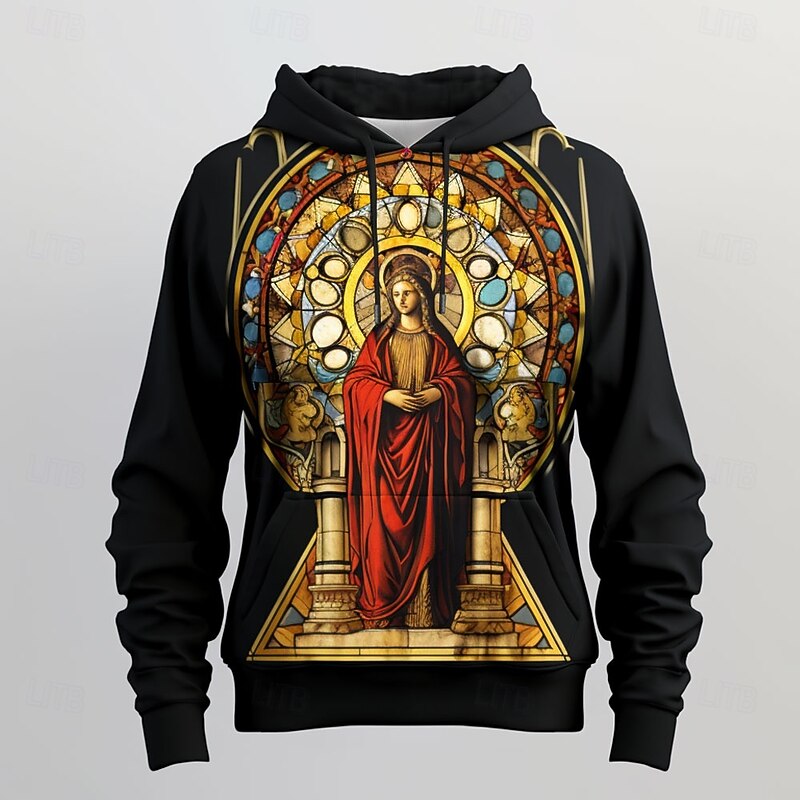 Men's Glass Hoodies Sweatshirt Fashion Cool Long Sleeve Crew Neck Party Holiday Streetwear Black Drawstring Fall Winter Designer