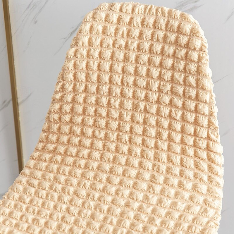 Shell Dining Chair Cover Set of 1,Mid Century Modern Style Seersucker Stretch High Back Dining Chair Cover for Kitchen Dining Room Side Chairs Removable Washable Lounge Armless Chair4