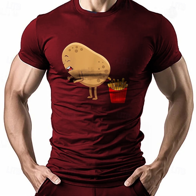 Men's Funny Potato T Shirt Short Sleeve T shirt 3D Print Crew Neck Shirt Fashion Athleisure Street Sports Outdoor Daily Black White Red Summer Spring Clothing Apparel S M L XL XXL XXXL2