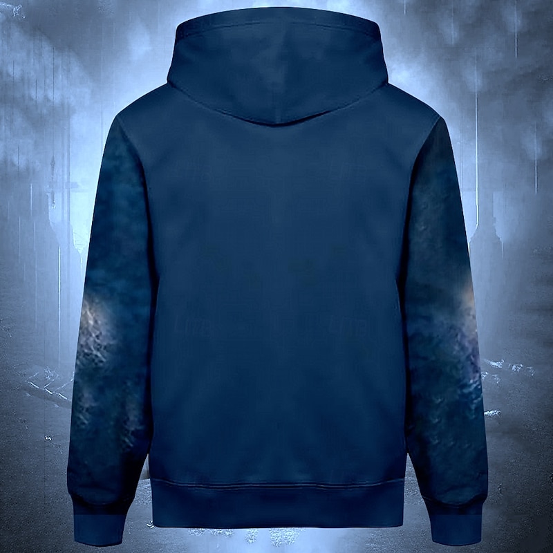 Men's Shark Hoodies Sweatshirt Fashion Cool Long Sleeve Crew Neck Party Holiday Streetwear Blue Drawstring Fall Winter Designer2