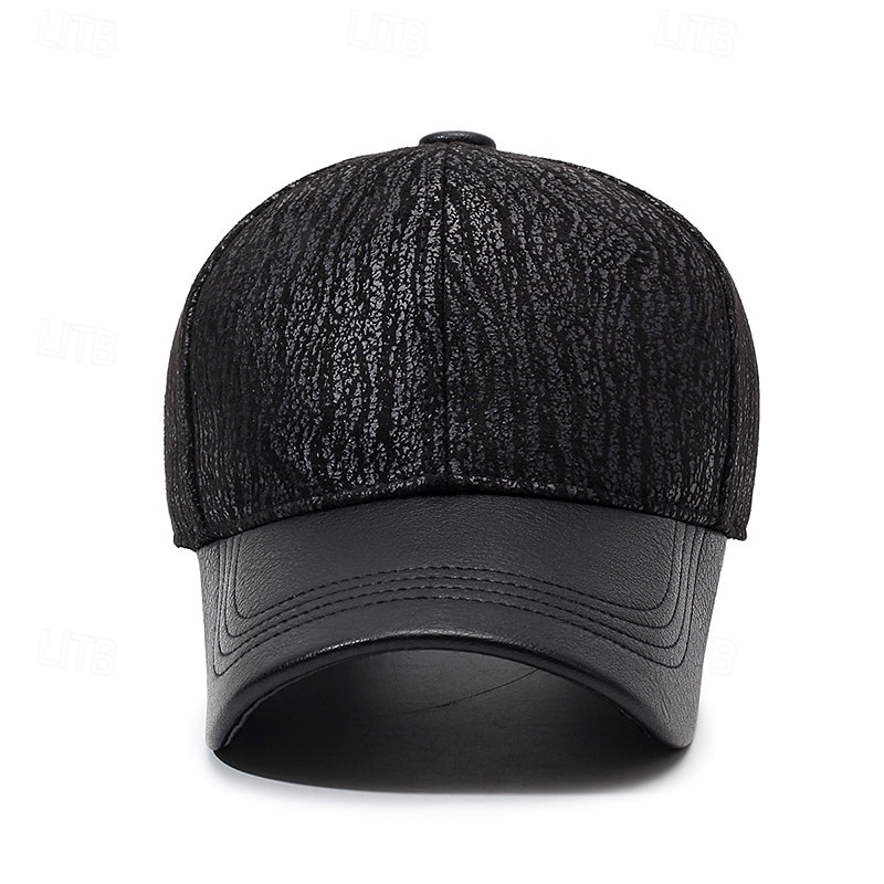 Men's Winter Hats Winter Warm Cap Winter Baseball Cap Coffee PU Leather Adjustable Fashion Modern Contemporary Daily Wear Festival Plaid / Striped / Chevron / Round Solid / Plain Color Outdoor Casual4
