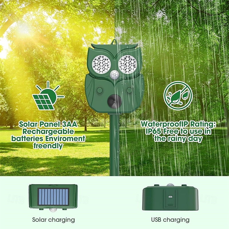 Ultrasonic Animal Repeller – Waterproof Solar Powered Motion Detection Device with LED Flash for Dogs, Cats, Foxes, Raccoons, Squirrels4
