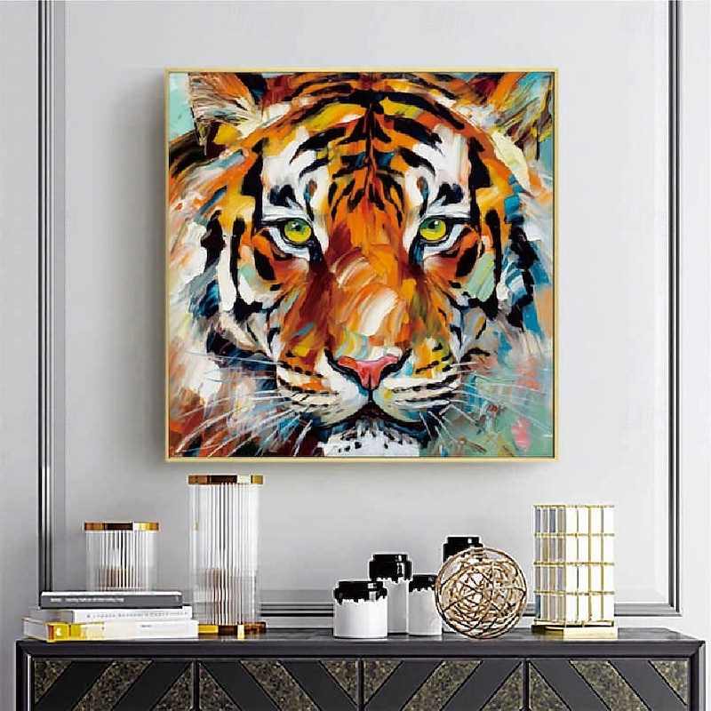 Hand painted Tiger Oil Painting on Canvas Large handmade Abstract Tiger Canvas oil painting Wall Art Modern Impressionist Animal painting Wall Art for Living Room Home dcor3