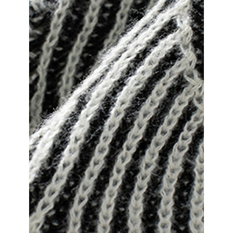 Women's Sweater Casual Soft Geometric Ribbed Crew Neck Knitted Long Sleeve Regular Tops Knit Outdoor Daily Weekend Black Fall Winter3