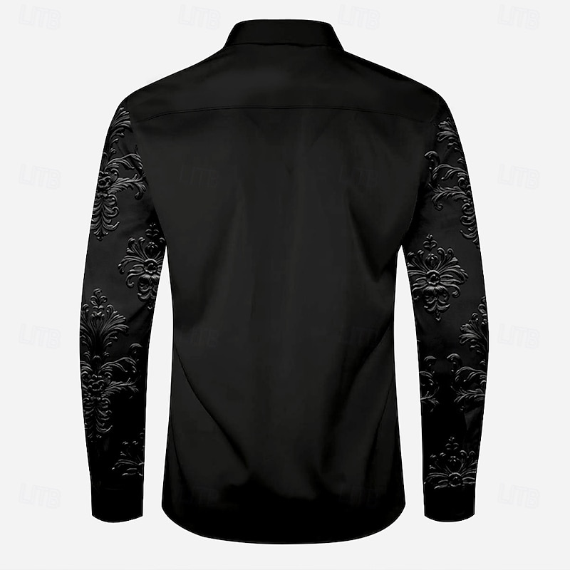 Men's Floral Western Shirt Cowboy Shirt Long Sleeve Western Sport Spring Fall Turndown Patchwork Black2