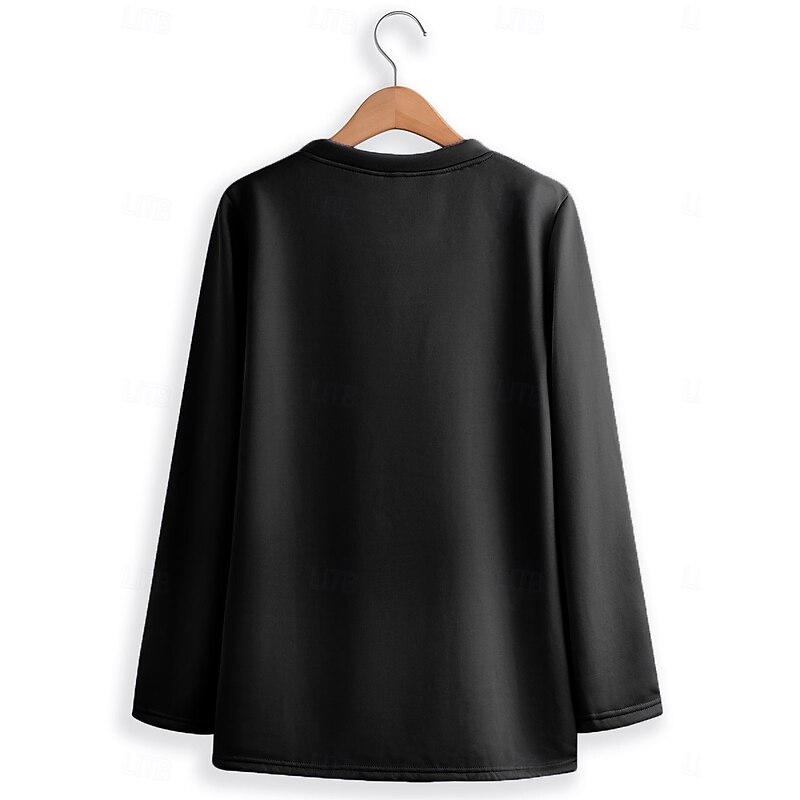 Women's Pajamas Set Fleece Lined 2 Pieces Sweatshirt Tracksuits Fleece Pants Long Sleeve Crew Neck Daily Graphic Drawstring Print Casual Black Red Gray Fall Regular Fit3