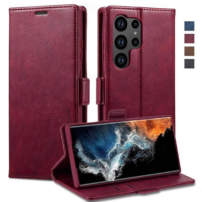 Phone Case For Samsung Galaxy S24 S24 FE S23 S22 S21 Ultra Plus A14 A34 A54 A53 A13 Flip Cover with Stand Holder Magnetic Card Slot Retro TPU PU Leather2