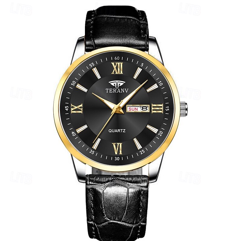 1 New Fashion Trend Men'S Business Quartz Watch Calendar Week Display Life Travel Luminous Leisure Sports Men'S Wristwatch Gift Gift Ideal Choice4