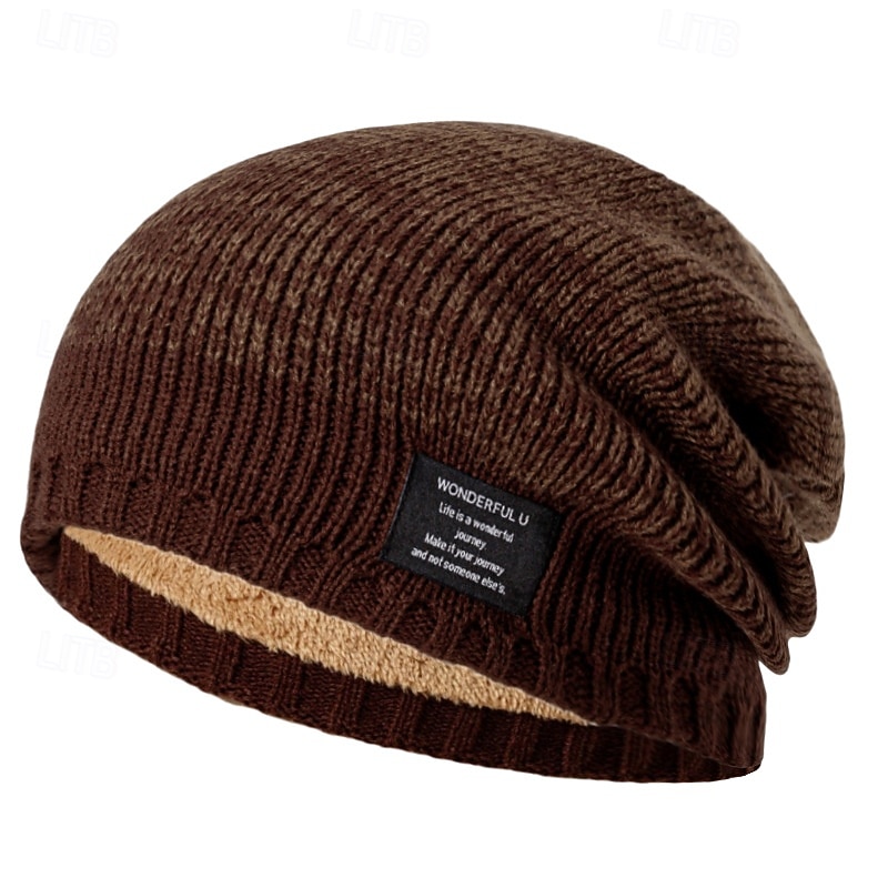 Men's Unisex Beanie Hat Winter Hats Beanies Skull Cap Knit Hat Red khaki Acrylic Fibers Knitted Cozy Daily Wear Going out Color Block Warm4