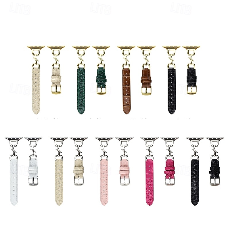 Leather Link Compatible with Apple Watch band 38mm 40mm 41mm 42mm 44mm 45mm 49mm Metal Clasp Adjustable PU Leather Strap Replacement Wristband for iwatch Ultra 2 Series 9 8 7 SE 6 5 4 3 2 1