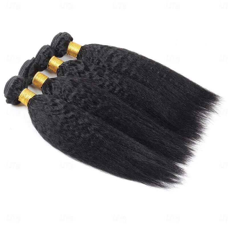 Yaki Straight Bundles Human Hair 10-30 Inch 4 Bundles Natural Black Brazilian Human Hair Extensions for Women2