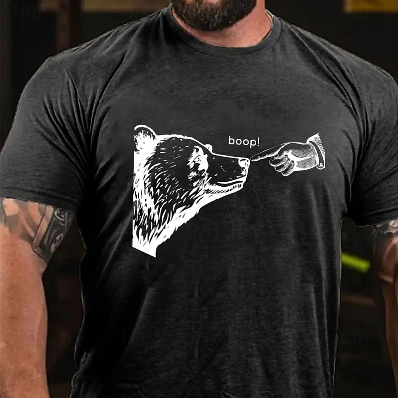 Men's Funny Bear Boop Graphic Short Sleeve T-Shirt for Animal Lovers