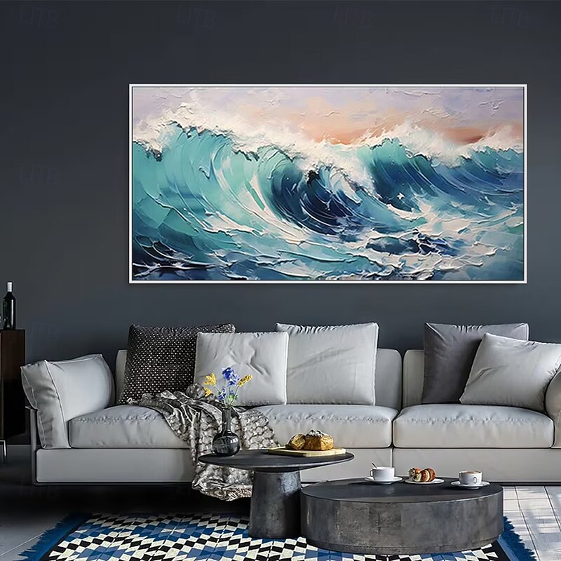 Mintura Handmade Sea Wave Landscape Oil Paintings On Canvas Wall Art Decoration Modern Abstract Picture For Home Decor Rolled Frameless Unstretched Painting2