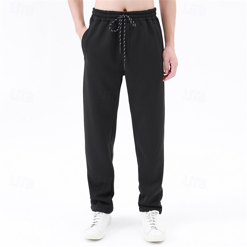 Men's Sherpa Fleece Pants Sweatpants Joggers Trousers Pocket Drawstring Elastic Waist Plain Comfort Warm Full Length Outdoor Casual Daily Sports Fashion Black Grey2
