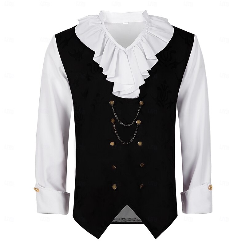 Victorian Medieval Renaissance Cosplay Costume Masquerade Shirt Prince Vampire Flounced Fancy Dress Men's Fantasy Royal Steampunk Halloween Carnival Masquerade Event / Party Adults' Shirt Spring3