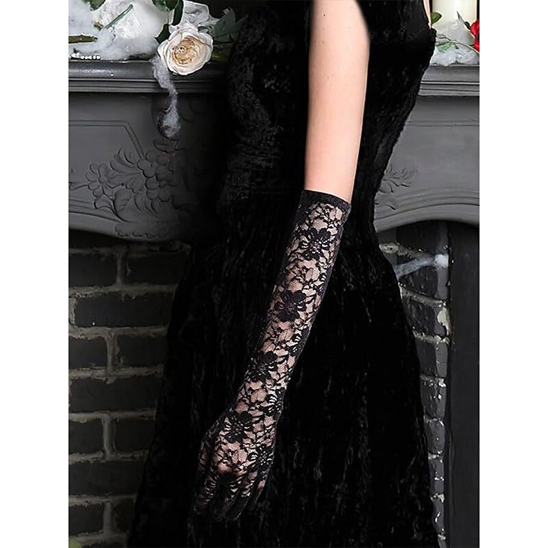 Vintage-Inspired Lace Gloves for Women - Soft, Comfortable, and Perfect for Weddings, Proms, or Costume Parties2