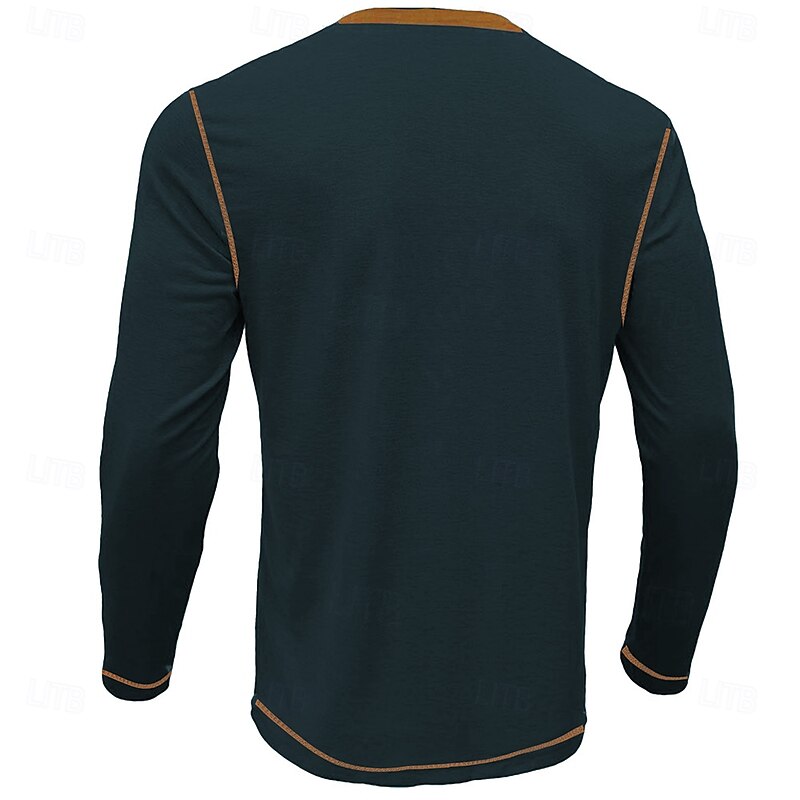 Men's Animal Deer Henley Shirt Long Sleeve T shirt 3D Print Henley Shirt Retro Vintage Cowboy Casual Daily Holiday Black Army Green Dark Blue Summer Spring Fall Clothing Apparel Normal S M L XL XXL2