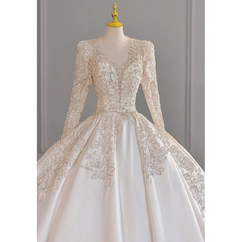 Wedding Dresses Ball Gown Off Shoulder Cap Sleeve Court Train Satin Bridal Gowns With Ruched Solid Color2