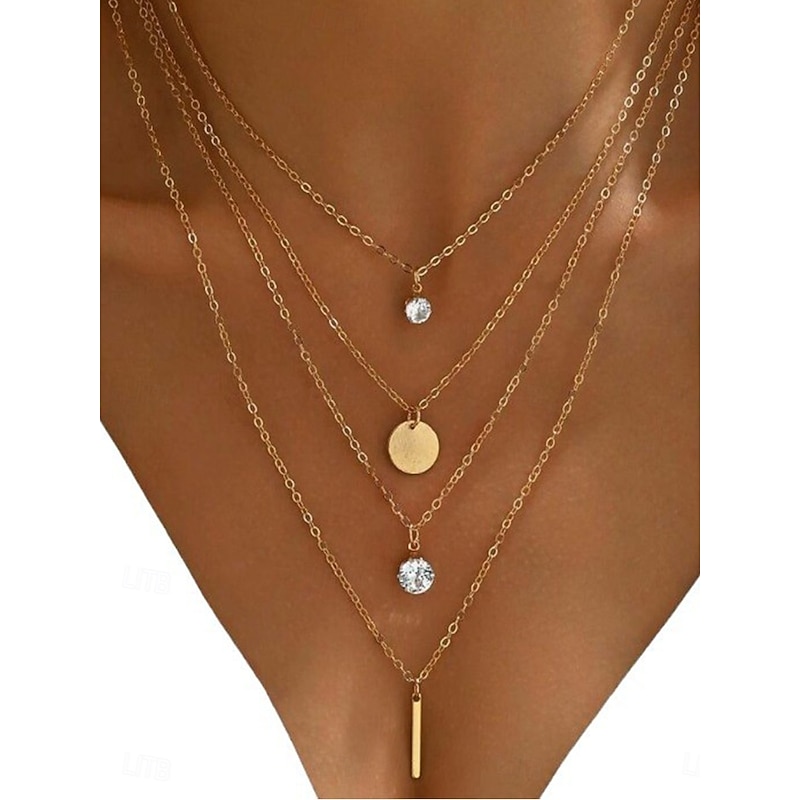 Choker Necklace Chrome Gold Women's Elegant Fashion Cute Layered Wedding Round Necklace For Wedding Party Street4