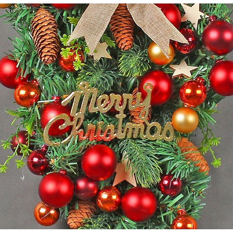 Christmas Swag Wreath Outdoor for Front Door Winter Wreath Window Wall Decoration Ball Upside Down Tree Pendant Creative Window Scene Layout Decoration Bow Rattan Door Hanging4