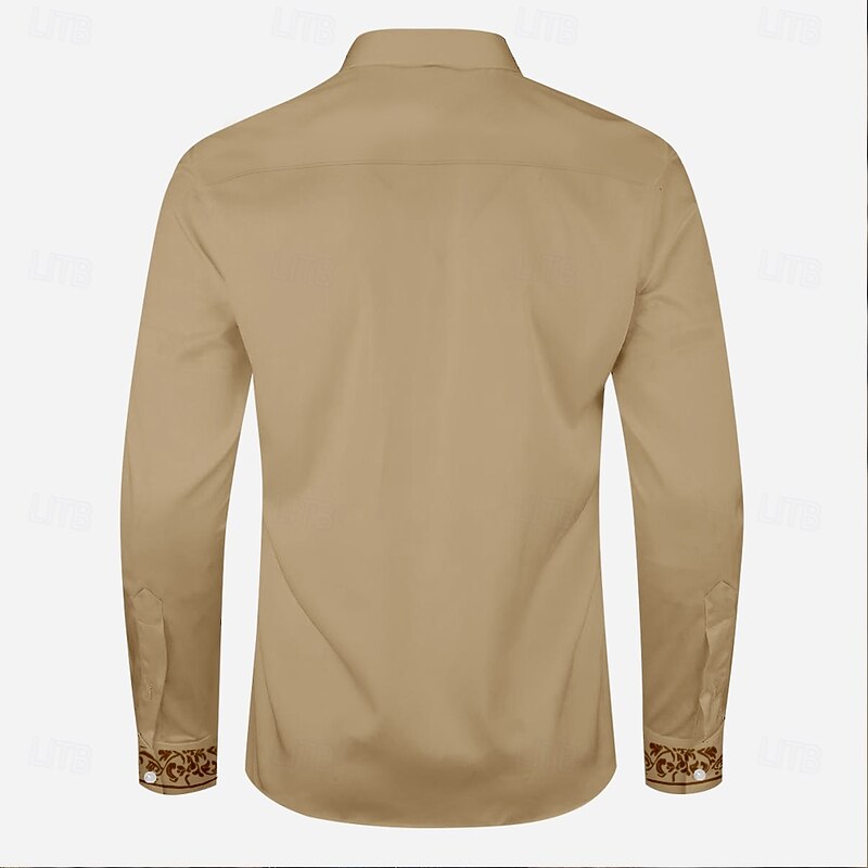 Men's Cowboy Western Shirt Button Up Shirt Cowboy Shirt Long Sleeve Vintage Western Outdoor Daily Holiday Spring Fall Winter Turndown Collared Shirts 3D Print Brown Khaki Gray2