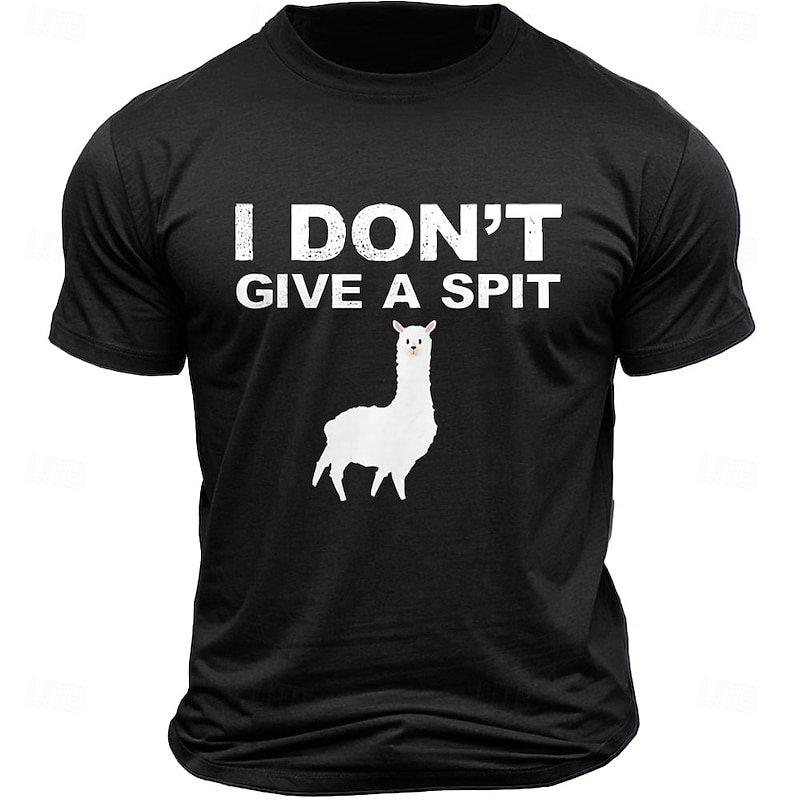 Men's Letter Printed Alpaca T Shirt 100% Cotton Short Sleeve Graphic Shirt Black Deep Blue Army Green Comfortable Tee Vacation Street Fashion Designer Clothing3