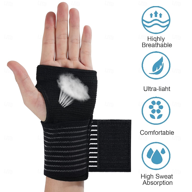 Wrist Brace, 2 Pack Elastic Wrist Support with Strap, Wrist Compression Wrap Adjustable Wrist Strap Relieves Wrist Pain, Tendonitis, Sports Use for Men and Women2