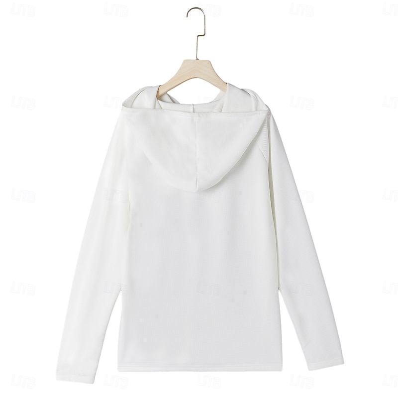 Men's Waffle T-shirt Zip Up Hoodies Long Sleeve Quarter Zip Winter Spring &  Fall Autumn Solid Color Active Casual Drawstring Hooded Outdoor Home Sports & Outdoor Black White Gray Top Tee for Men3