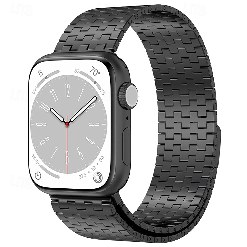 Solo Loop Compatible with Apple Watch band 38mm 40mm 41mm 42mm 44mm 45mm 49mm Magnetic Clasp Adjustable Stainless Steel Strap Replacement Wristband for iwatch Ultra 2 Series 9 8 7 SE 6 5 4 3 2 12