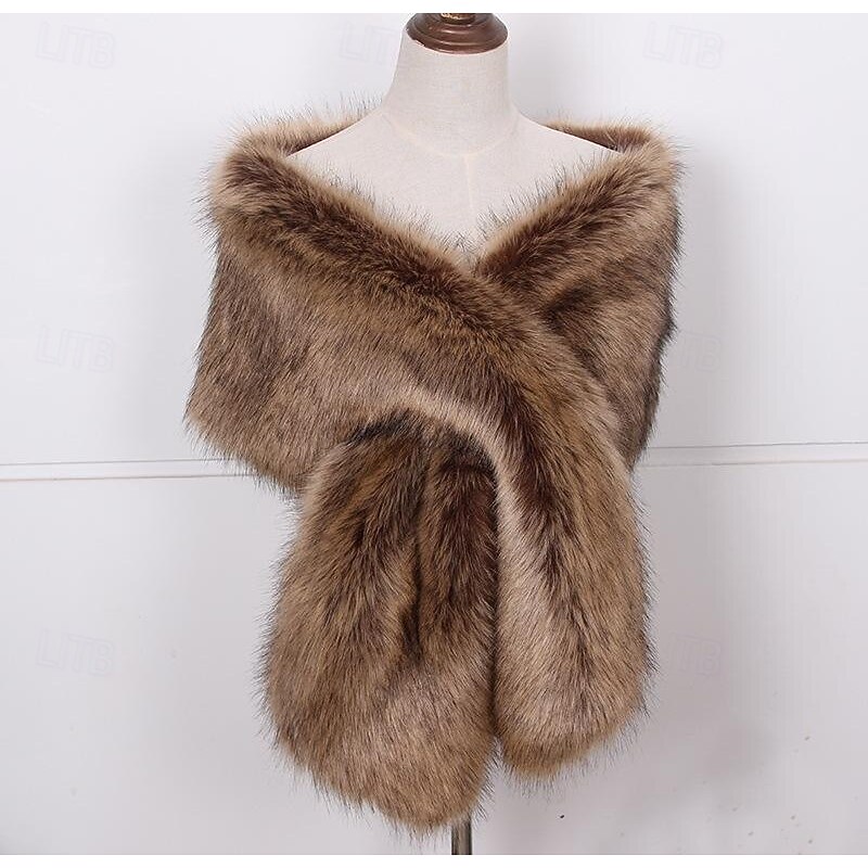 Faux Fur Wraps Elegant Vintage Ladies Sleeveless Faux Fur Wedding Wraps With Pure Color For Wedding Spring