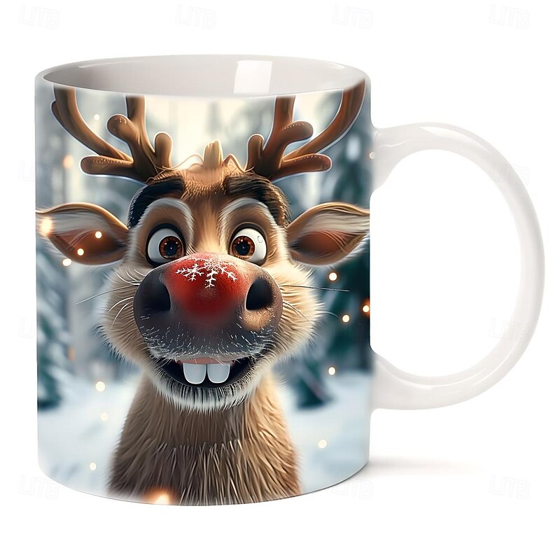 Christmas Gift Mug 3D Milu Deer Coffee Mugs Animal Gift Cup Travel Mug Funny Drinking Cup Desk Decor11.2oz Ceramic Mug Tea Mug Birthday Xmas Gifts for Animal Lovniner4